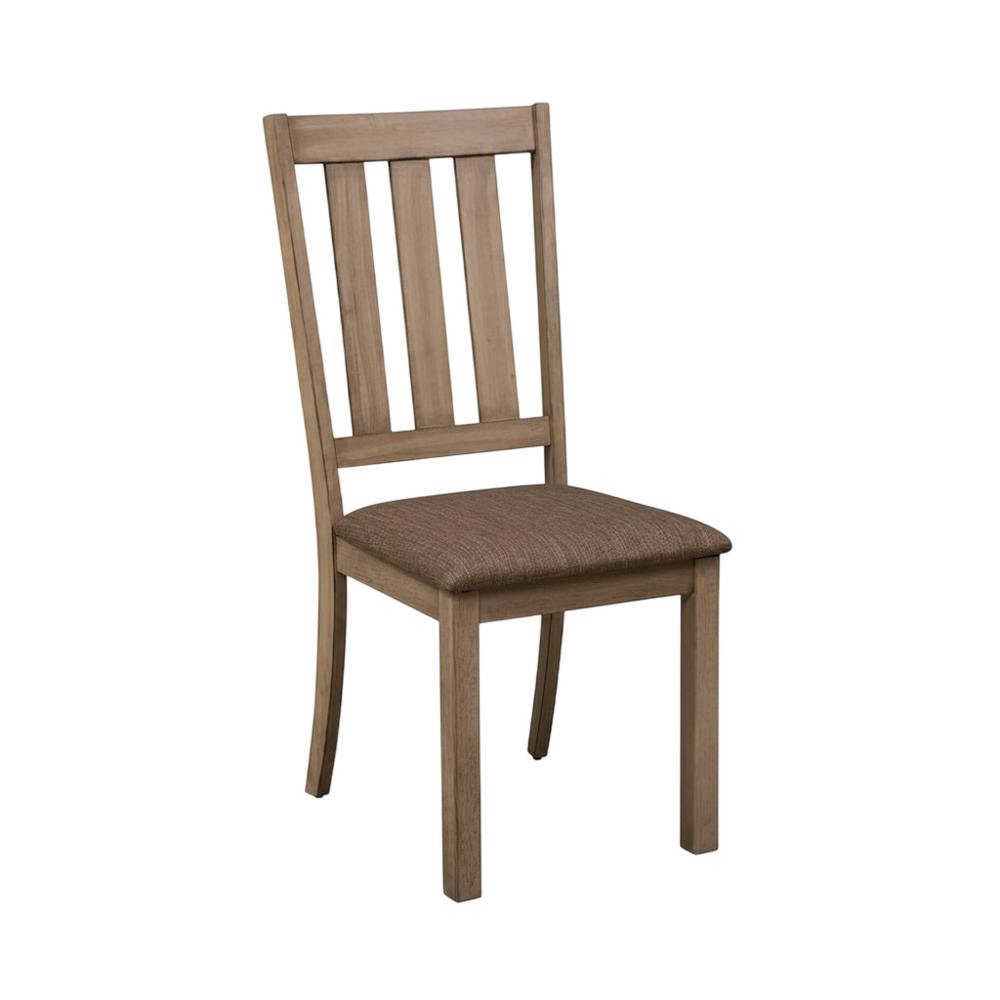 Rubberwood Slat-Back Wooden Dining Chairs, Brown, Set of 2