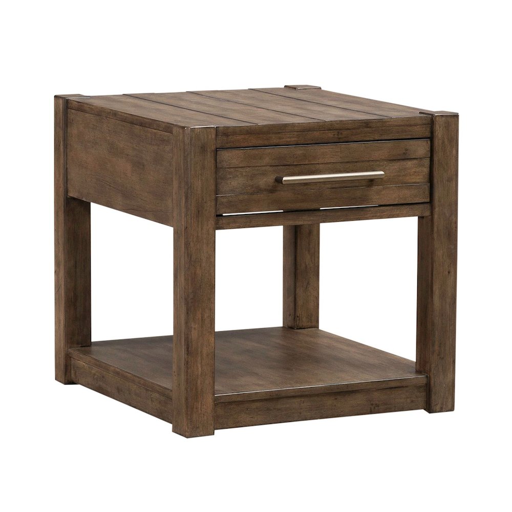 3 Piece Set - Round Cocktail Table, 2 End Tables Cobblestone Brown