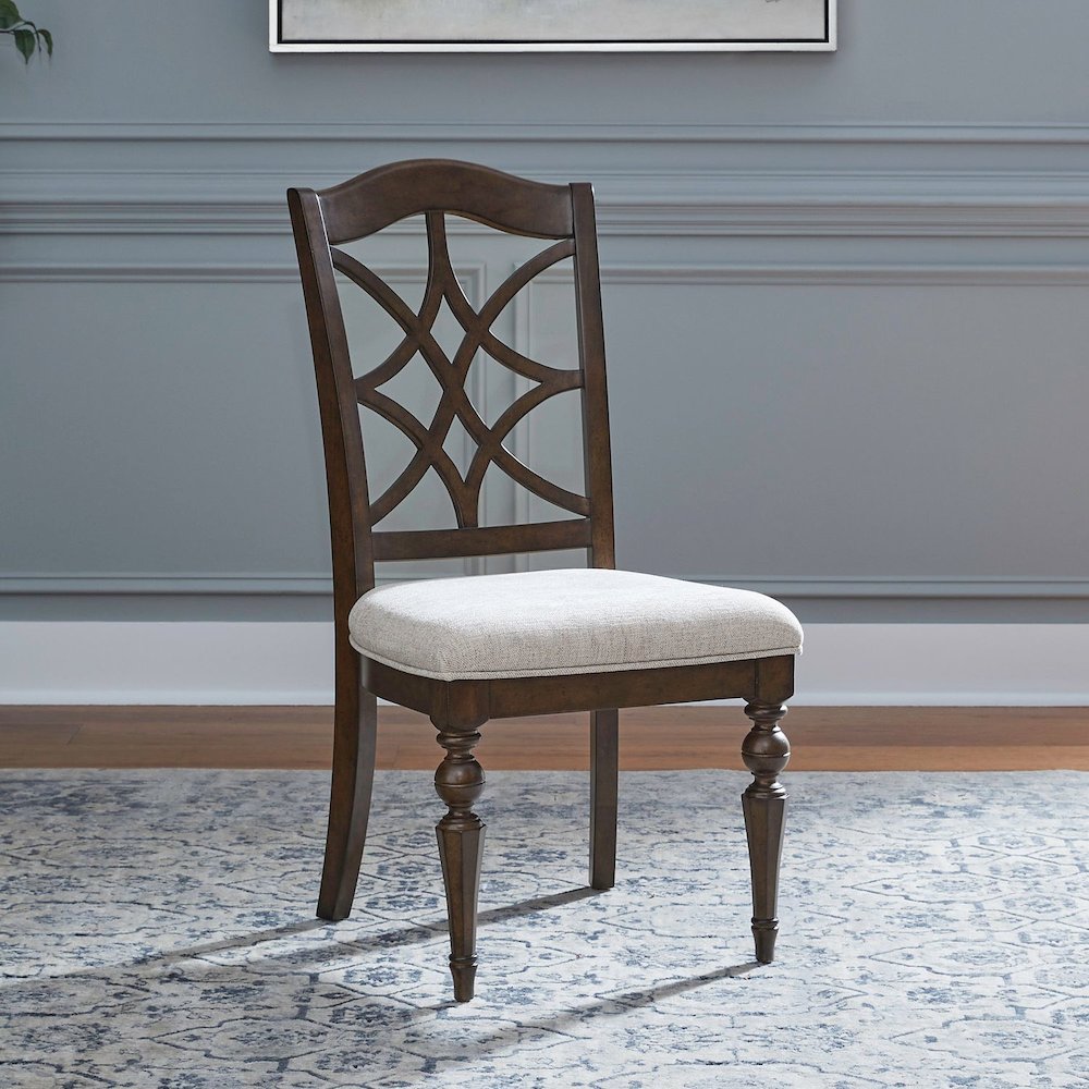 Arden Road 7 Piece Dining Trestle Table Set - 6 Splat Back Side Chairs