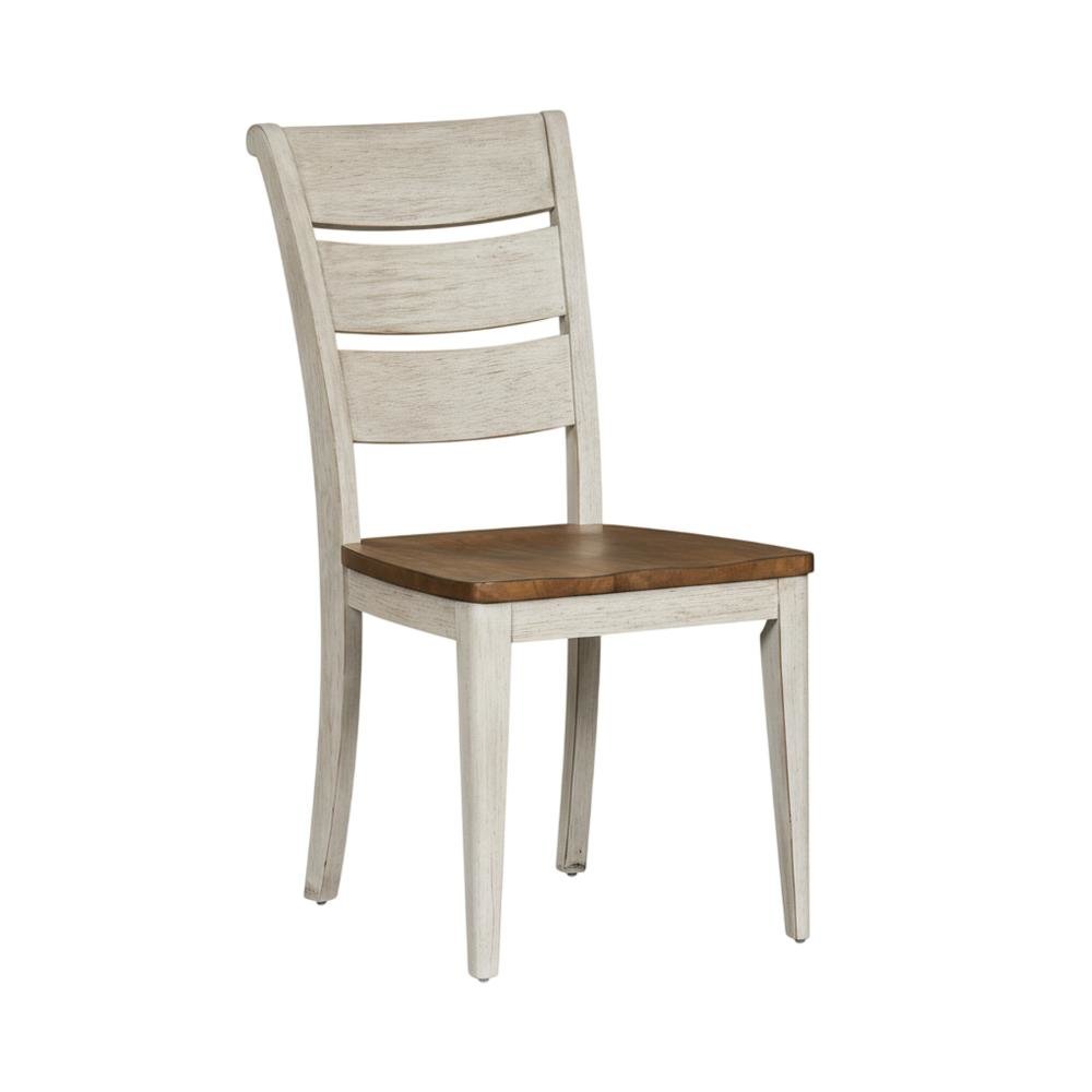Solid Wood Ladder Back Farmhouse Dining Chairs, White, Set of 2