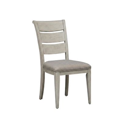 Linen-Upholstered Ladder Back Farmhouse Dining Chairs, White, Set of 2
