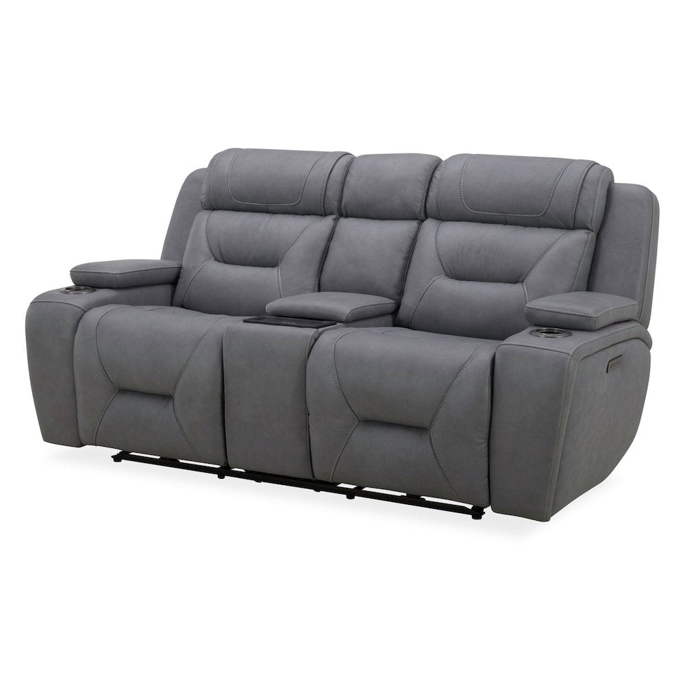 Power Recline Sofa, Loveseat & Recliner - Aline Blue Gray Leather