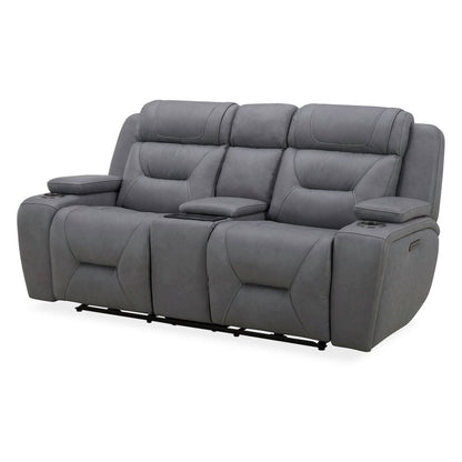 Power Recline Sofa, Loveseat & Recliner - Aline Blue Gray Leather
