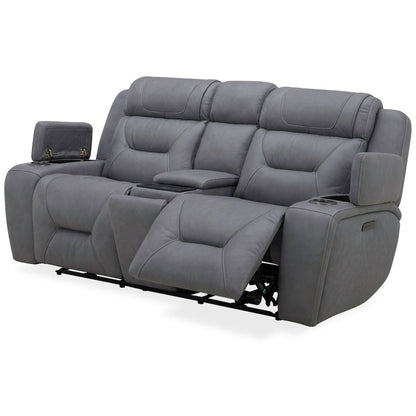 Power Recline Sofa, Loveseat & Recliner - Aline Blue Gray Leather