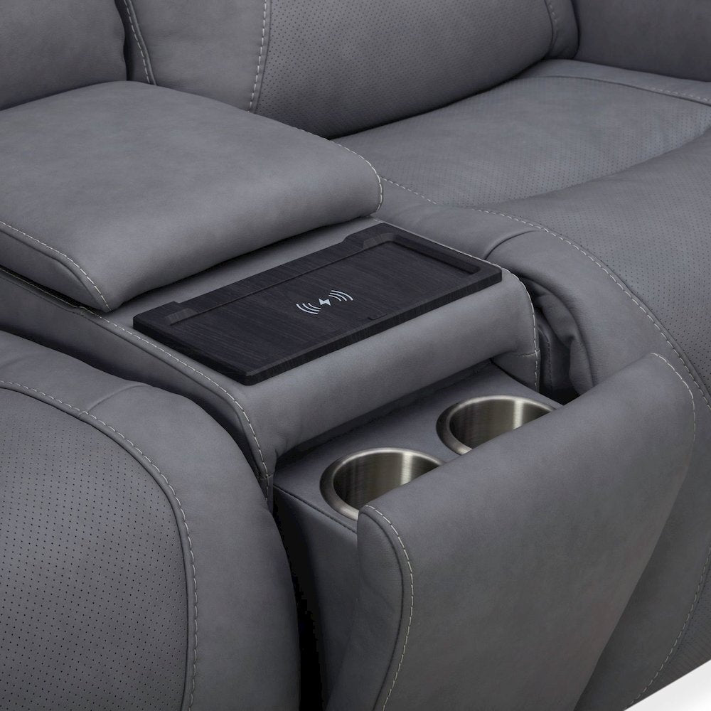 Power Recline Sofa, Loveseat & Recliner - Aline Blue Gray Leather