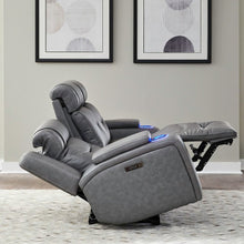 Power Recline Sofa, Loveseat & Recliner - Aline Blue Gray Leather
