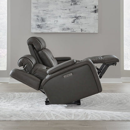 Power Recline Sofa, Loveseat & Recliner with Charging Ports - Aline Coal Leather
