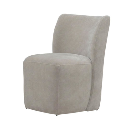 Solid Wood Upholstered Accent Dining Chair with Castors, Eclectic Style, Brown