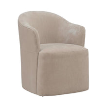 Solid Wood Upholstered Accent Dining Chair with Castors, Eclectic Style, Brown