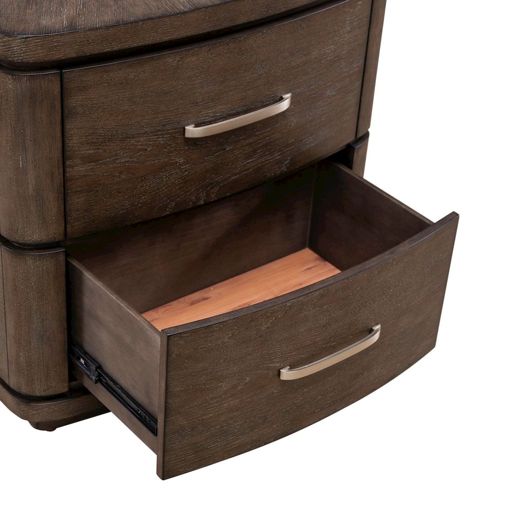King Panel Bed with LED Touch Light, Dresser & Mirror, Night Stand