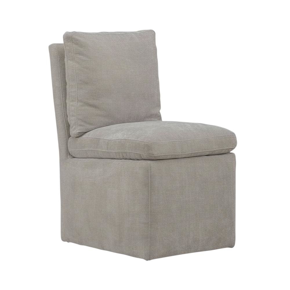 Solid Wood Upholstered Accent Dining Chair with Castors, Eclectic Style, Brown