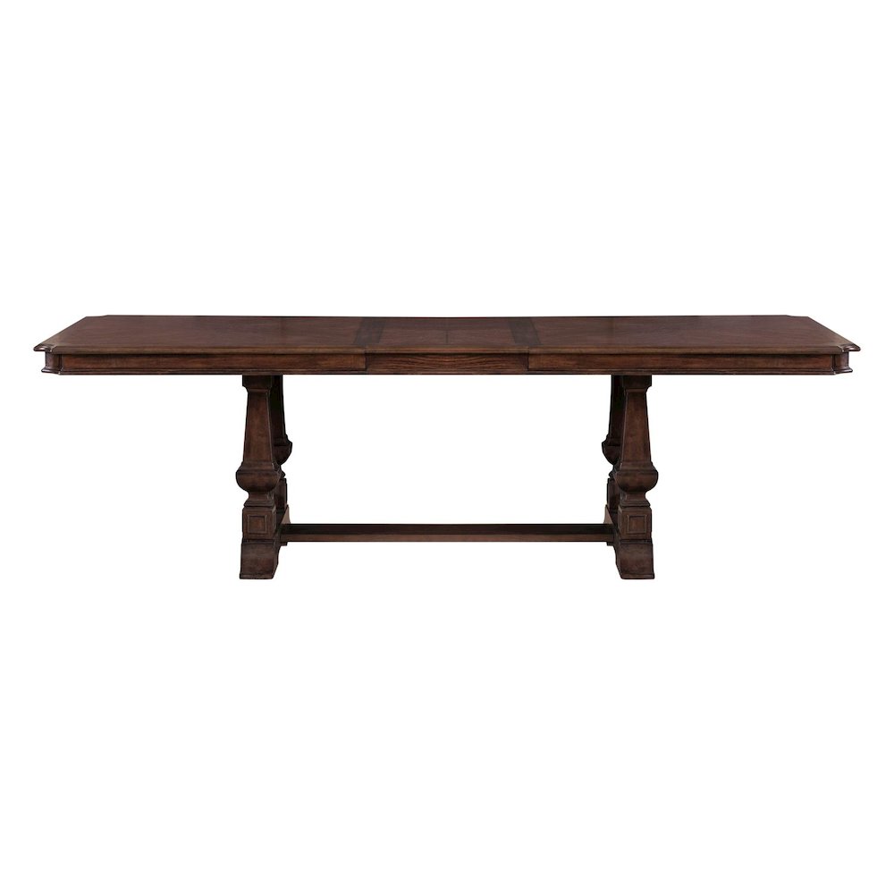 Providence Park 7 Piece Trestle Table Set with 6 Wood Back Chairs -Chateau Brown