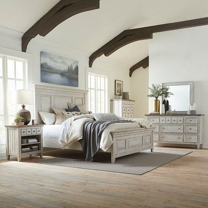 Heartland King Panel Bed, Dresser & Mirror, Chest, Night Stand