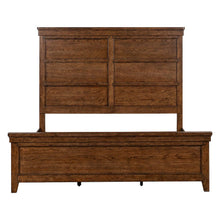 King Panel Bed, Dresser & Mirror, Chest, Night Stand Set - Amber Brown