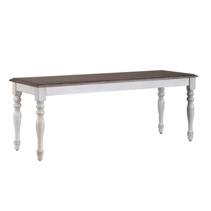Ocean Isle Bench (RTA) in Antique White w/ Weathered Pine