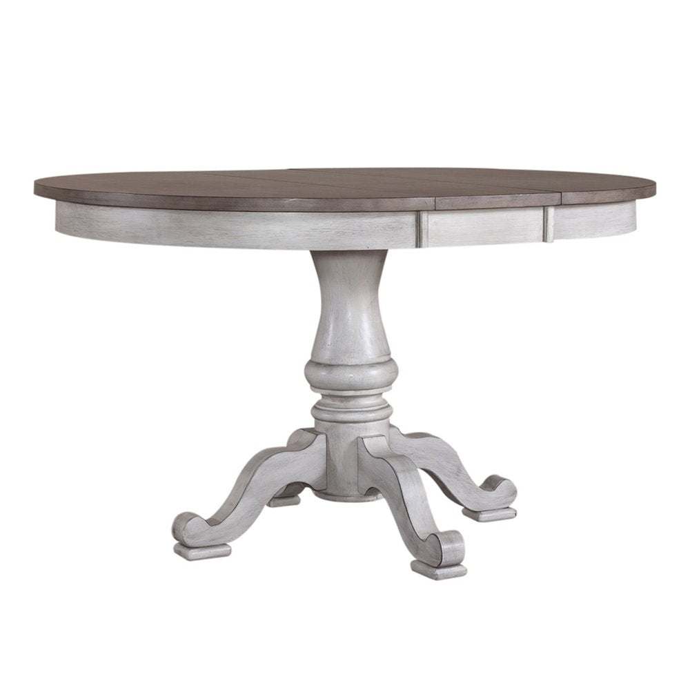 Ocean Isle 5 Piece Pedestal Table Set - 4 X Back Side Chairs - Antique White