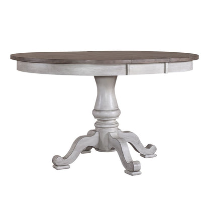 Ocean Isle 5 Piece Pedestal Table Set - 4 X Back Side Chairs - Antique White