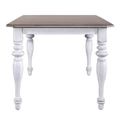 Ocean Isle Rectangular Leg Table in Antique White w/ Weathered Pine