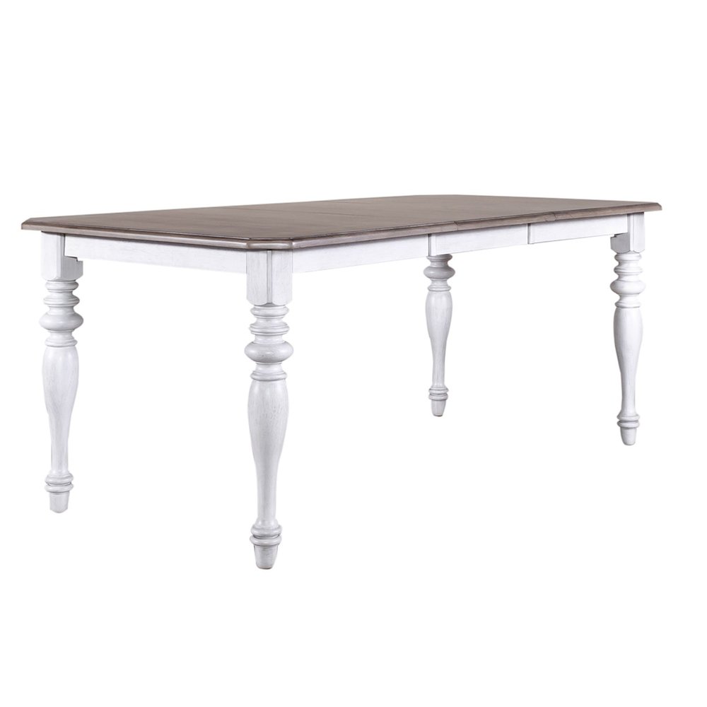 Ocean Isle Rectangular Leg Table 18" Removable Leaf - Antique White & Weathered