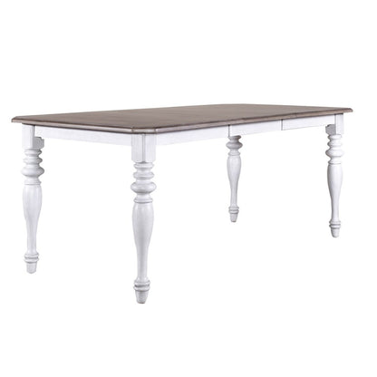 Ocean Isle Rectangular Leg Table 18" Removable Leaf - Antique White & Weathered