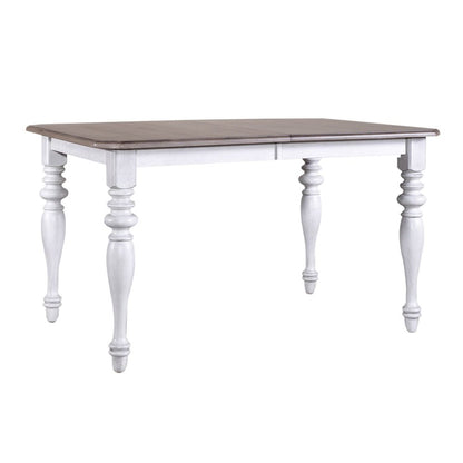 Ocean Isle Rectangular Leg Table 18" Removable Leaf - Antique White & Weathered