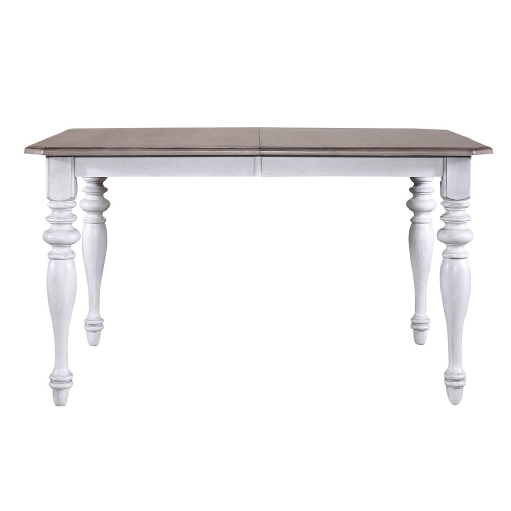 Ocean Isle Rectangular Leg Table 18" Removable Leaf - Antique White & Weathered