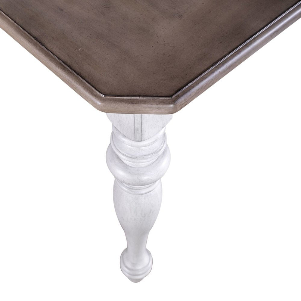 Ocean Isle Rectangular Leg Table 18" Removable Leaf - Antique White & Weathered