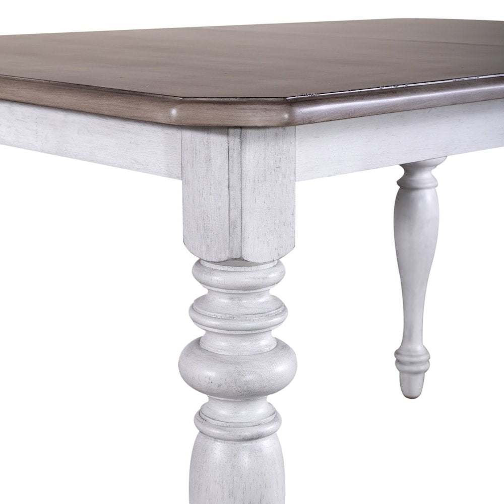 Ocean Isle Rectangular Leg Table 18" Removable Leaf - Antique White & Weathered