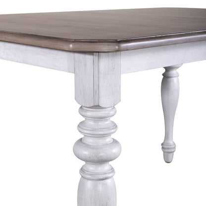 Ocean Isle Rectangular Leg Table 18" Removable Leaf - Antique White & Weathered