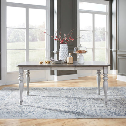 Ocean Isle Rectangular Leg Table 18" Removable Leaf - Antique White & Weathered