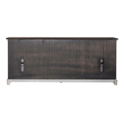 Ocean Isle 72 Inch Entertainment TV Stand in Antique White w/ Weathered Pine