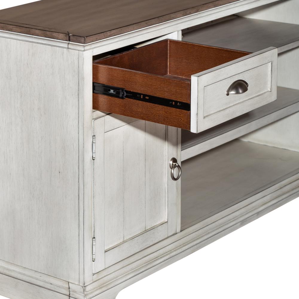 Ocean Isle 72 Inch Entertainment TV Stand in Antique White w/ Weathered Pine
