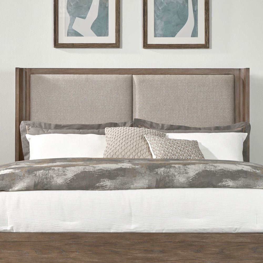 King Upholstered Shelter Headboard for Bed Frame Contemporary - Burnished Clay