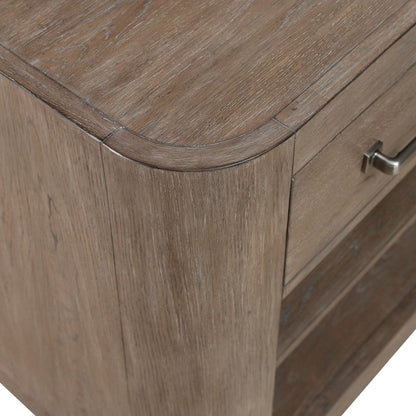 Open Nightstand with AC USB Charging Station Station  - Burnished Clay Wood