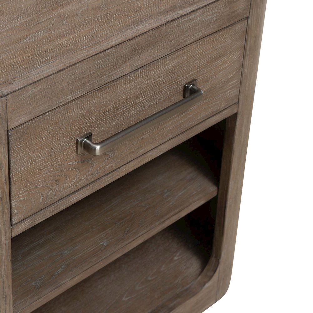 Open Nightstand with AC USB Charging Station Station  - Burnished Clay Wood