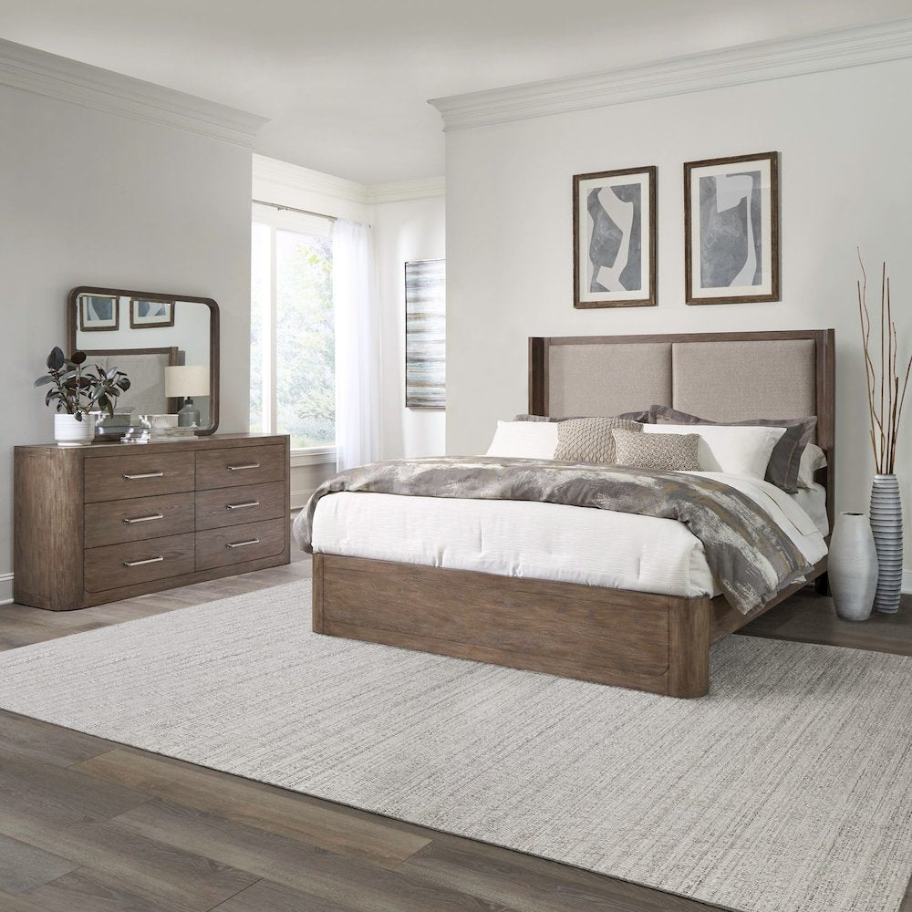 California King Shelter Bed, Dresser & Mirror Bedroom Set - Burnished Clay