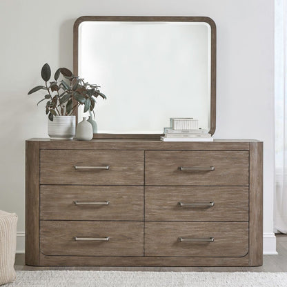 California King Shelter Bed, Dresser & Mirror Bedroom Set - Burnished Clay