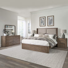King Shelter Bed, Dresser & Mirror, Night Stand Bedroom Set - Burnished Clay