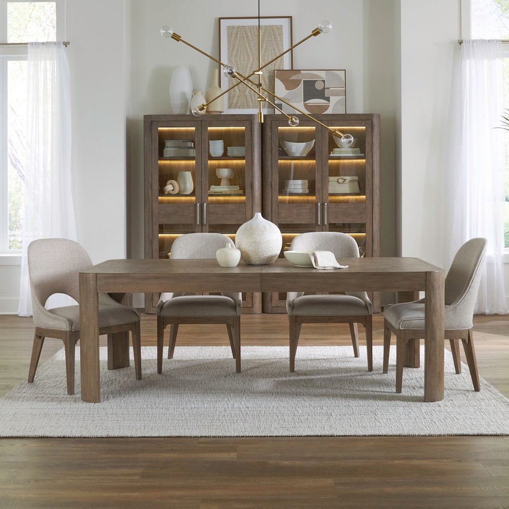 5 Piece Rectangular Dining Room Table with 4 Chairs Set  - Burnished Clay