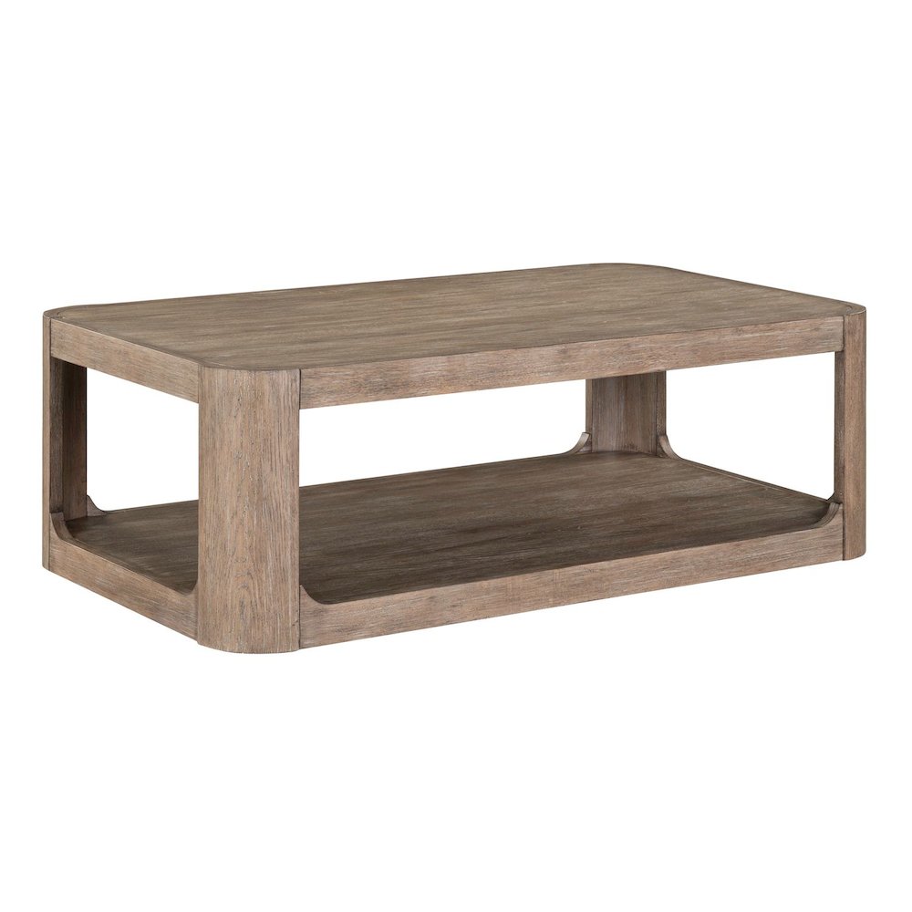 Living Room Rectangular Cocktail Table  with Wheels - Burnished Clay Oak Wood