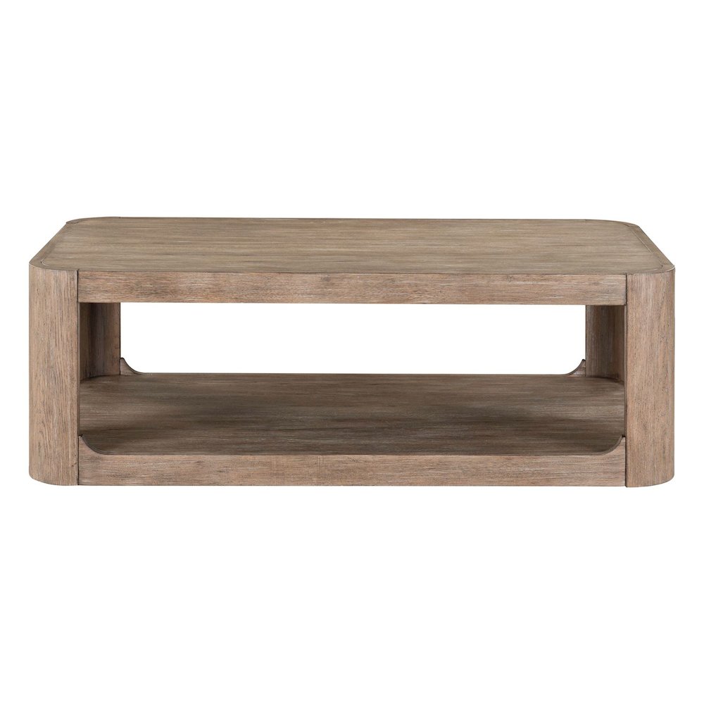 Living Room Rectangular Cocktail Table  with Wheels - Burnished Clay Oak Wood
