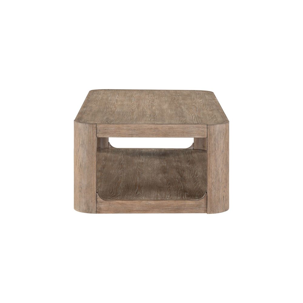 Living Room Rectangular Cocktail Table  with Wheels - Burnished Clay Oak Wood
