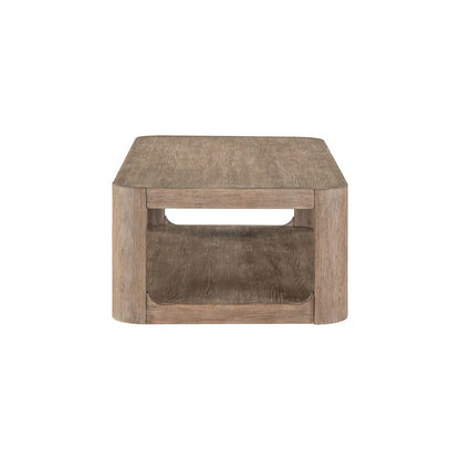Living Room Rectangular Cocktail Table  with Wheels - Burnished Clay Oak Wood