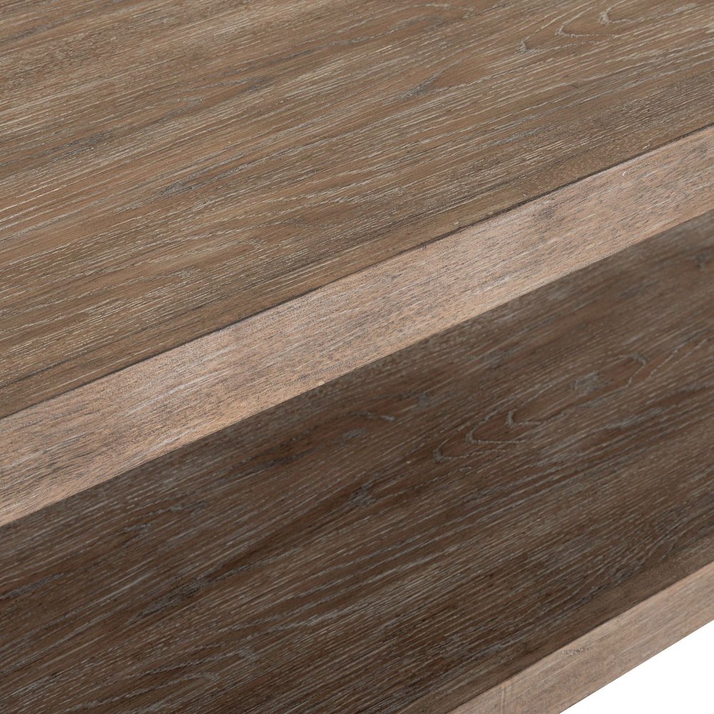 Living Room Rectangular Cocktail Table  with Wheels - Burnished Clay Oak Wood