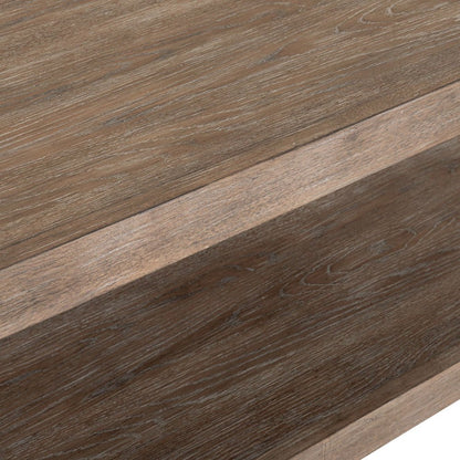 Living Room Rectangular Cocktail Table  with Wheels - Burnished Clay Oak Wood