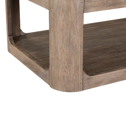 Living Room Rectangular Cocktail Table  with Wheels - Burnished Clay Oak Wood