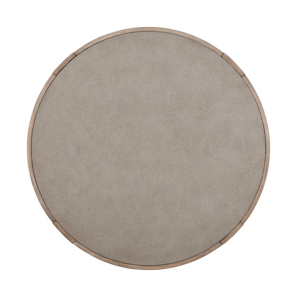 Living Room Round Cocktail Table - Burnished Clay Oak Wood