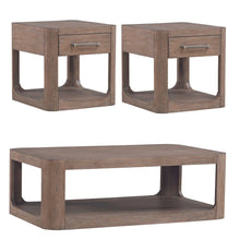 3 Piece Living Room Set Rectangular Cocktail Table, 2 End Tables - Clay Oak Wood
