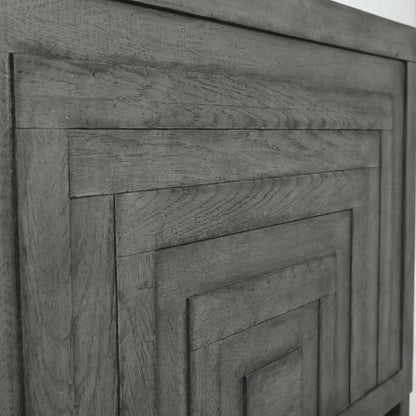 Dusty Charcoal Panel Headboard, Heavy Distressing, Solid Wood Farmhouse Design