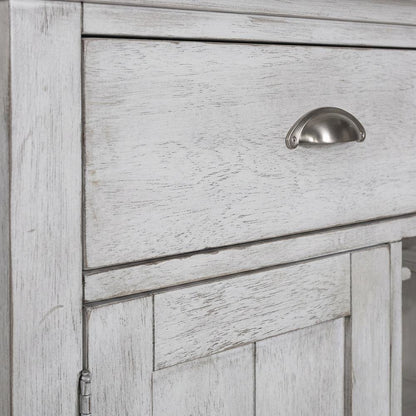 Traditional Rubberwood Hutch & Buffet in Pine Veneers for Dining Room Storage